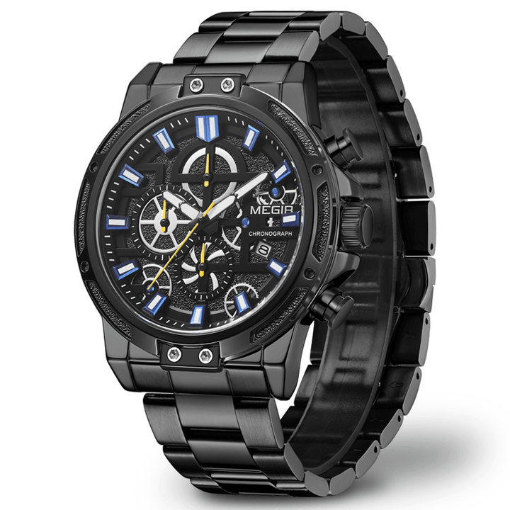 MEGIR 2108 Luxury Big Dial Chronograph Business Style Stainless Steel Men Watch Quartz Watch - MRSLM