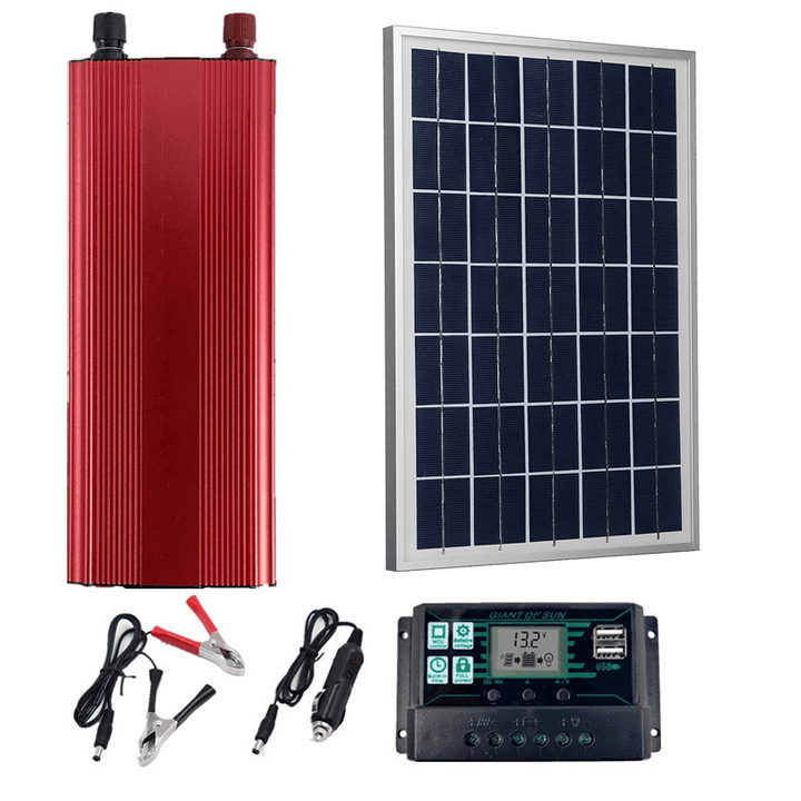 30W 18V PET Solar Pannel Kit Solar Power Panel Battery Solar Charge Controller with 2000W Power Inverter - MRSLM