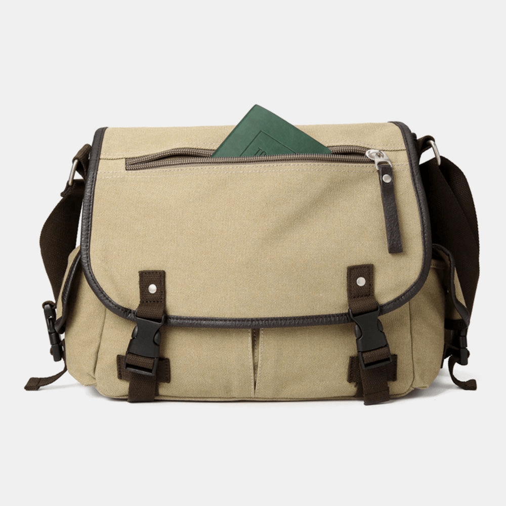 Men Vintage Large Capacity Wear-Resistant Canvas Crossbody Bag Casual Shoulder Bag - MRSLM