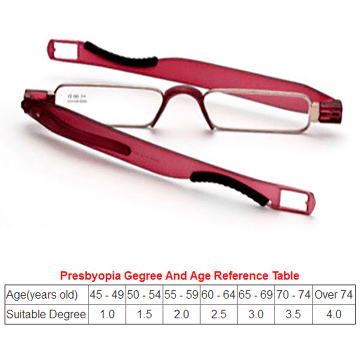 Men Women Portable 360 Rotation Folding Reading Glasses Casual Lightweight Presbyopic Glasses - MRSLM