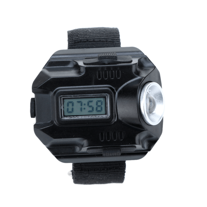 XPE Q5 LED IPX6 Waterproof Multifunction Wrist Watch Flashlight Bicycle Torch Light USB Charging - MRSLM