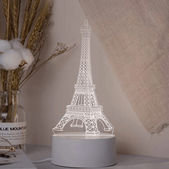 3D Eiffel Tower Led Night Light USB Charging Creative Colorful Home Decor for Bedroom Garden Living Room Decoration - MRSLM