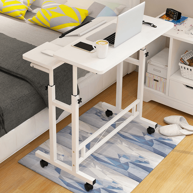 Lifting Laptop Table Adjustable Height Desk Standing Computer Table with Wheel Mobile Bedside Table for Home Office - MRSLM