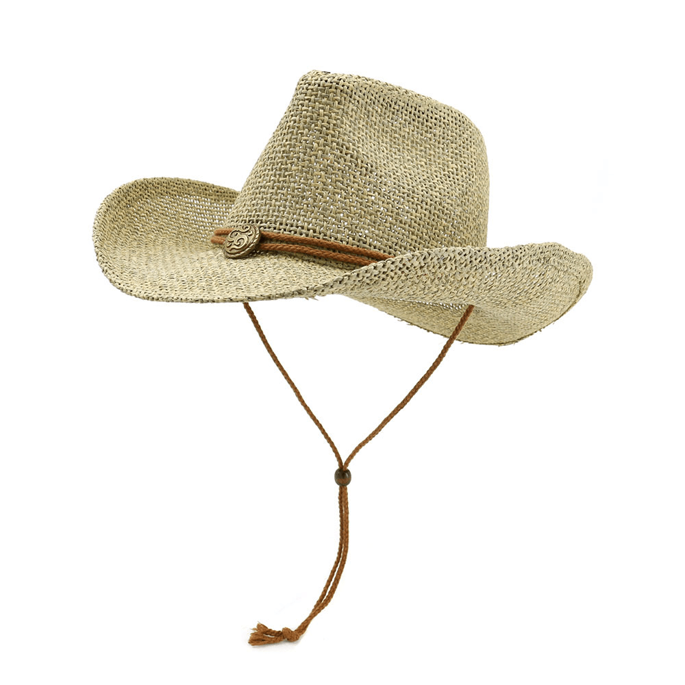 Western Cowboy Straw Hat Top Hat Outdoor Beach Hat - MRSLM