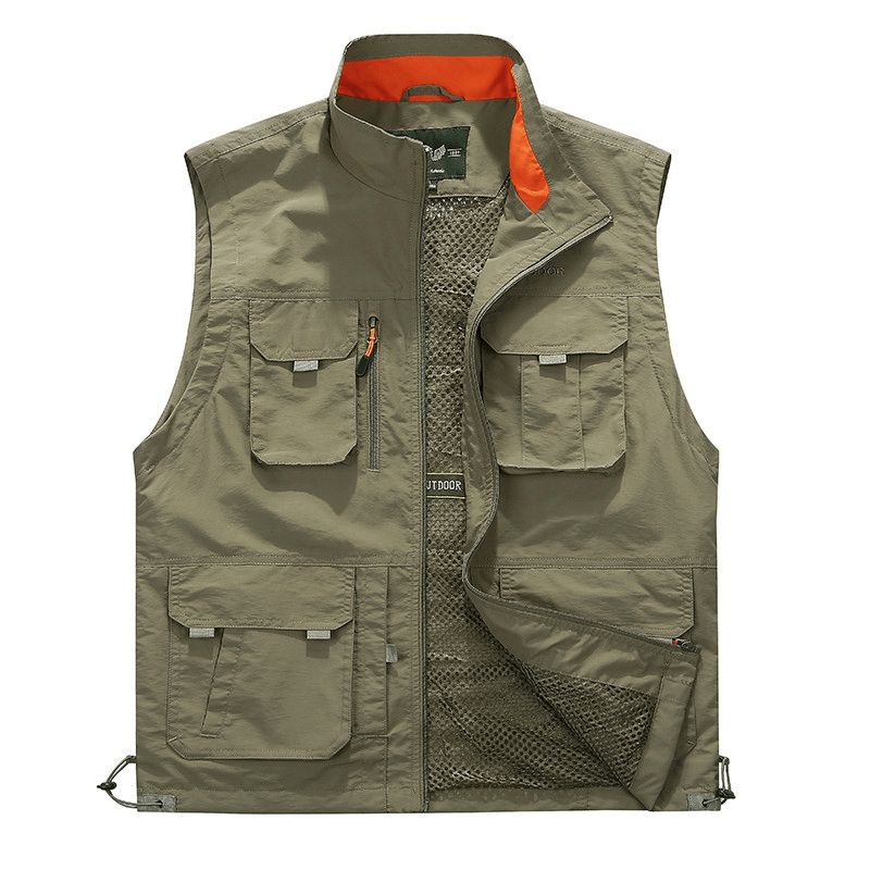 Outdoor Utility plus Size Multi Pockets Mesh Breathable Vest - MRSLM