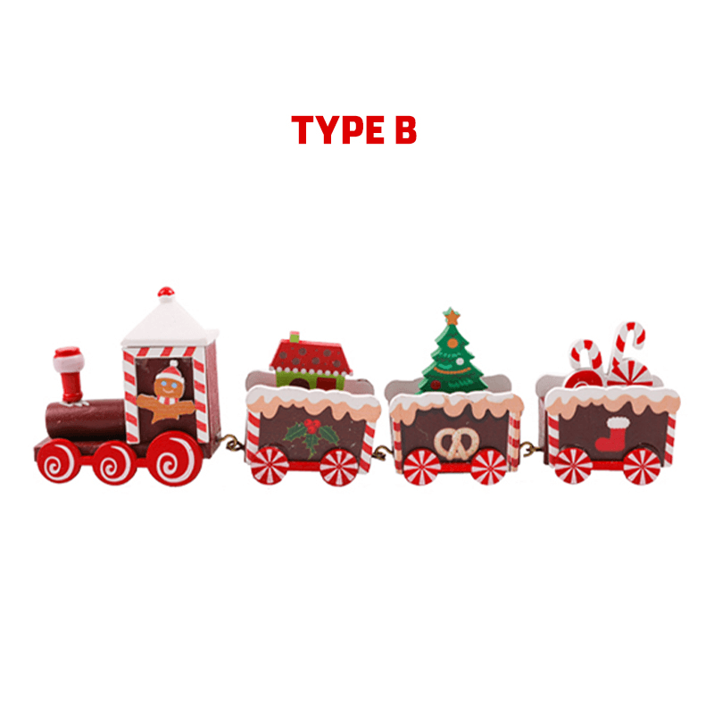 Wooden Christmas Train Ornament Christmas Decoration for Home Santa Claus Gift - MRSLM