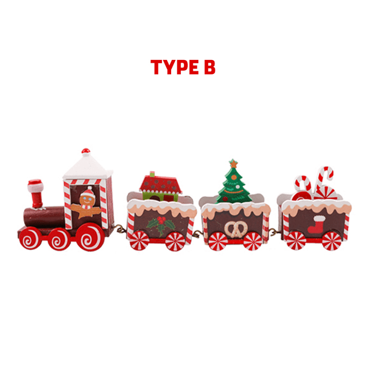 Wooden Christmas Train Ornament Christmas Decoration for Home Santa Claus Gift - MRSLM