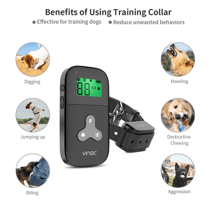 Whie/Black Waterproof Dogs Training Collar for Two Dogs 3 Mode for Training Electric Shock Vibration Beep Mode 300Yds Range Spring-Design No Harm to Dogs - MRSLM