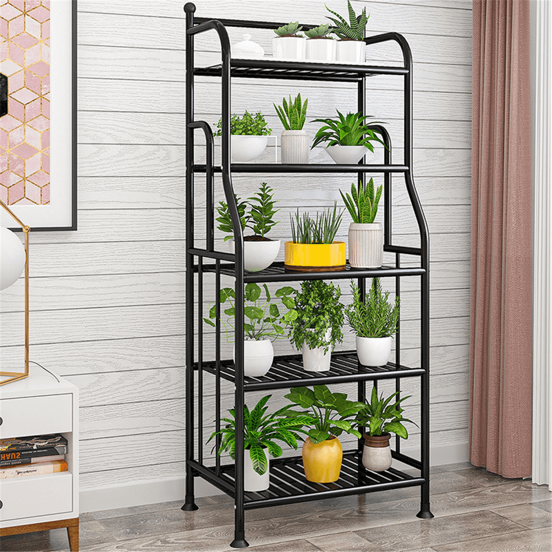 SUOERNUO Flower Shelf Wrought Iron Storage Indoor Multilayer Floor-Standing Space Saving - MRSLM