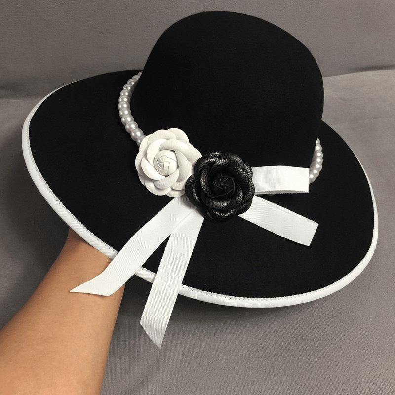 Elegant Flower Pearl Fisherman Hat Small Incense Top Hat - MRSLM