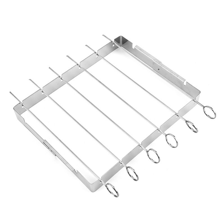 Portable Barbecue BBQ Rack Stainless Steel Skewer Meat Foods Grill Camping Tool - MRSLM