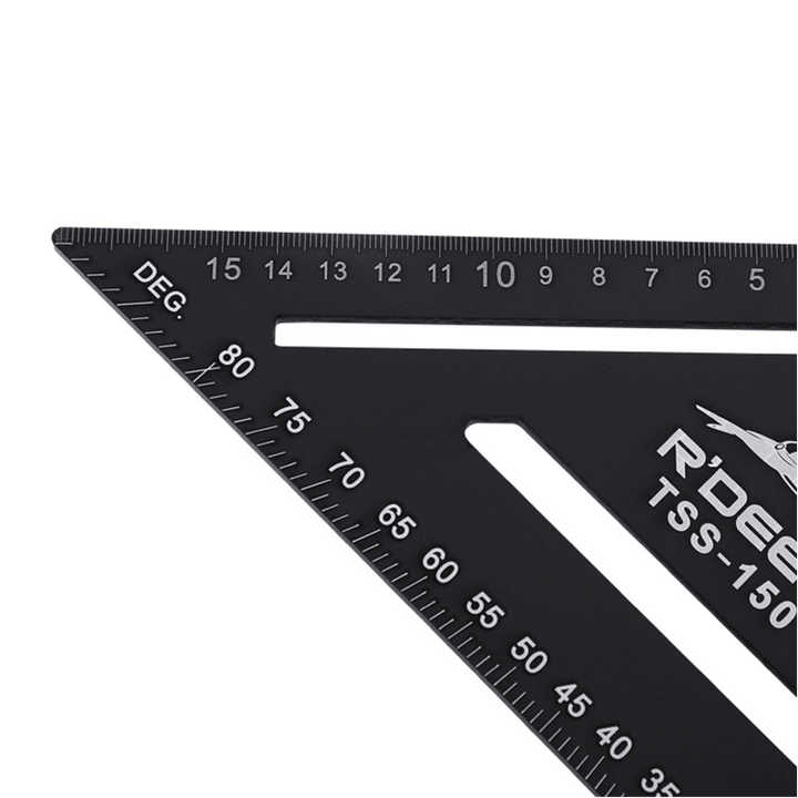 RDEER 150Mm Angle Ruler Aluminun Alloy Triangle Ruler for DIY Home Builders Artists Woodworking Measuring Tools - MRSLM