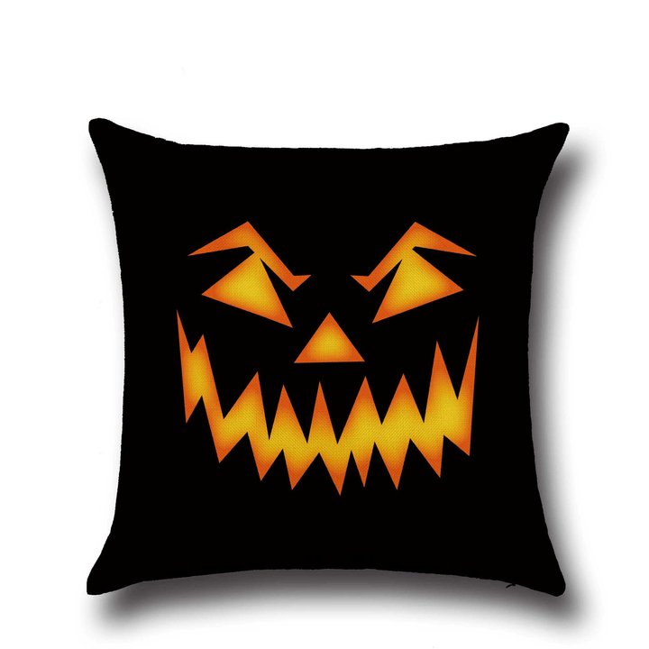 Halloween Horrible Pumpkin Light Pattern Pillowcase Cotton Linen Throw Pillow Cushion Cover Seat Home Decoration Sofa Decor - MRSLM