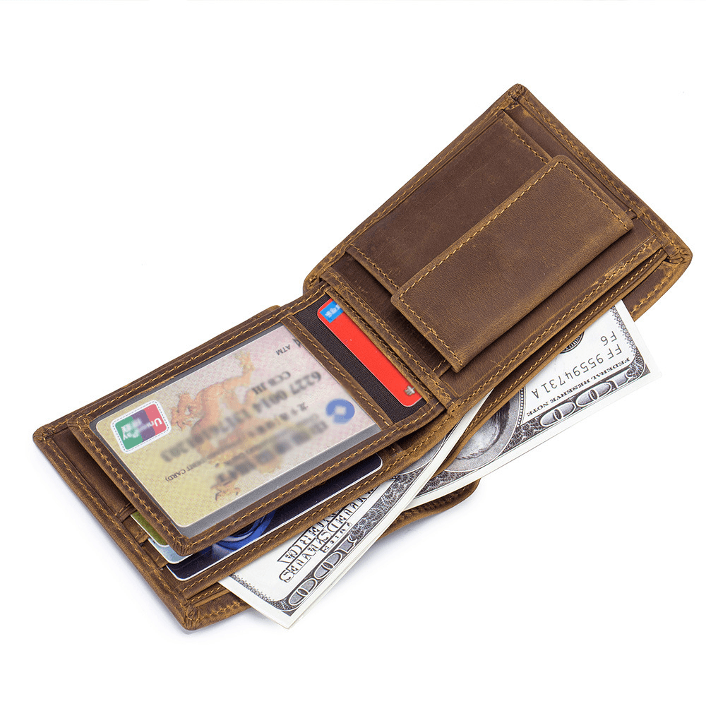 Men Genuine Leather Multifunctional Short Wallet - MRSLM