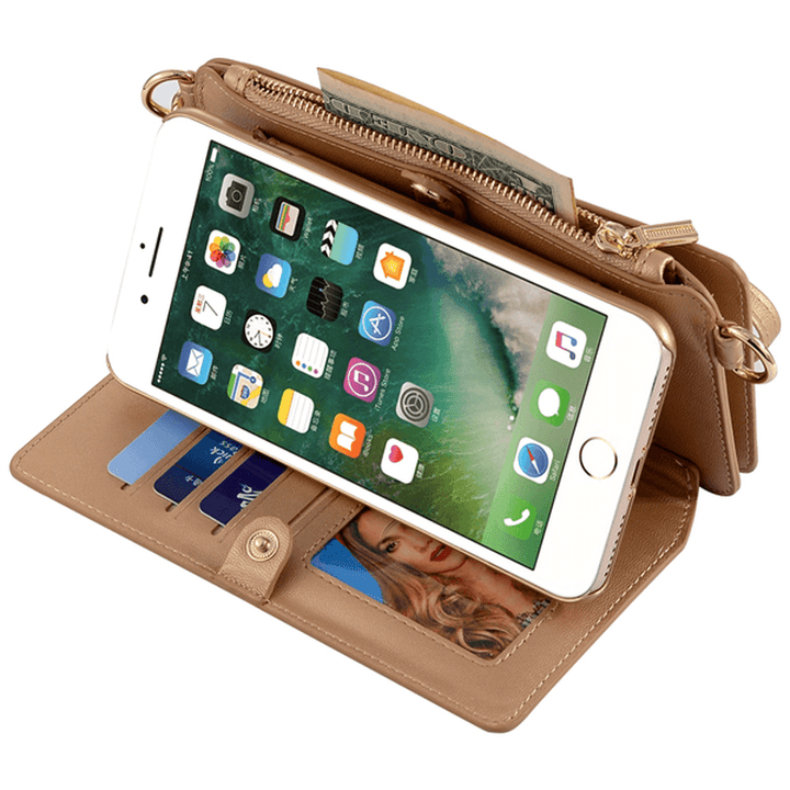 Genuine Leather Multifunctional Iphone6/6S/6 Plus/6S plus Phone Case Wallet Card Holder Phone Bag - MRSLM