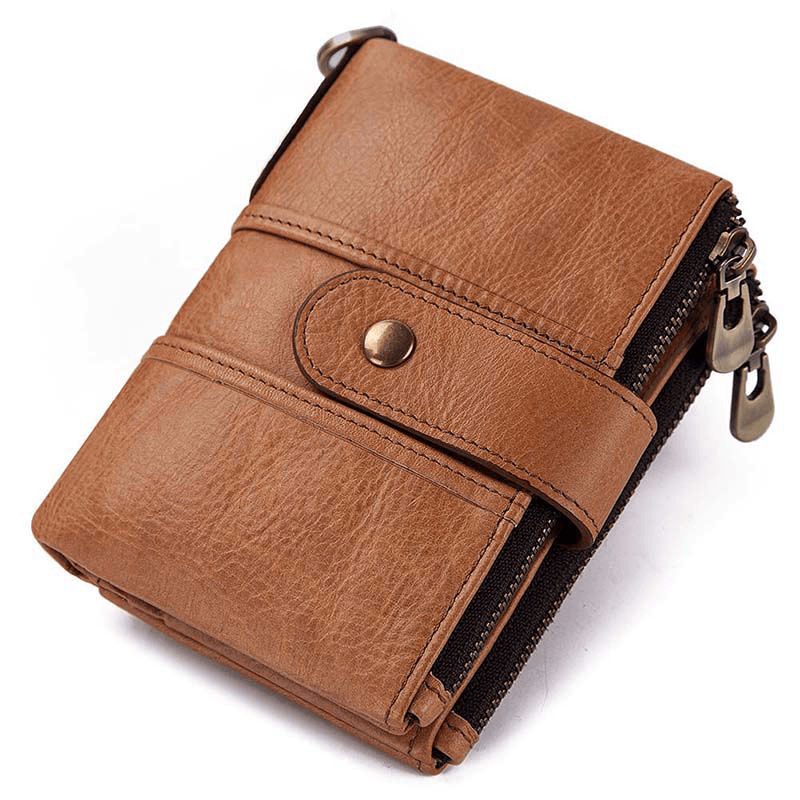 GZCZ Men RFID Genuine Leather Coin Bag Detachable Card Holder Wallet - MRSLM