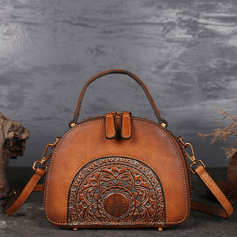 Women Genuine Leather Vintage Handbag - MRSLM