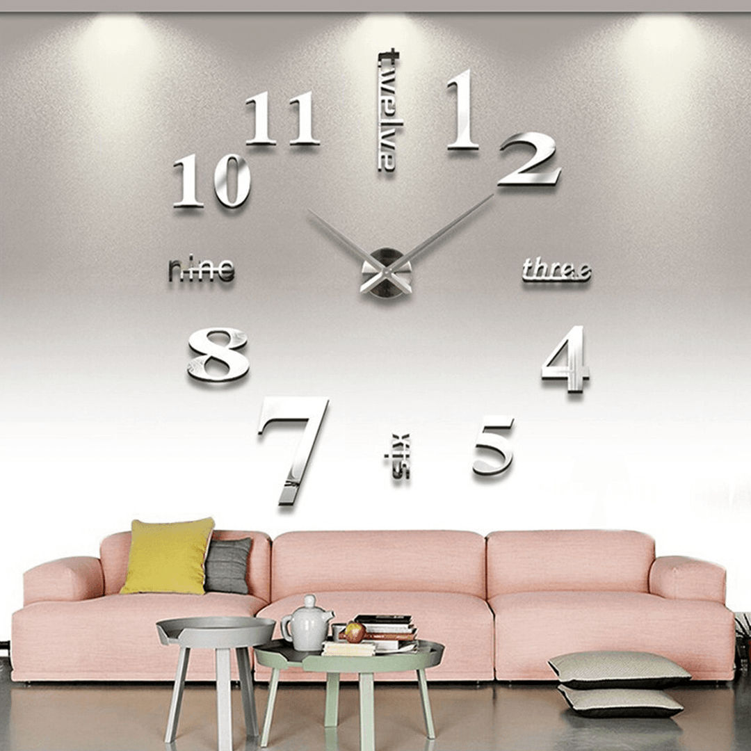 3D Modern Wall Clock Mirror Sticker Unique Big Number Watch Acrylic Number Wall Clock for Home Decoration - MRSLM