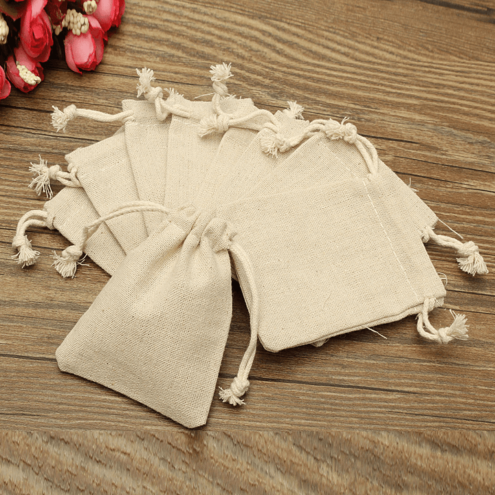 30Pcs Natural Linen Pouch Burlap Jute Sack Jewelry Pouch Drawstring Gift Bags 8X10Cm - MRSLM