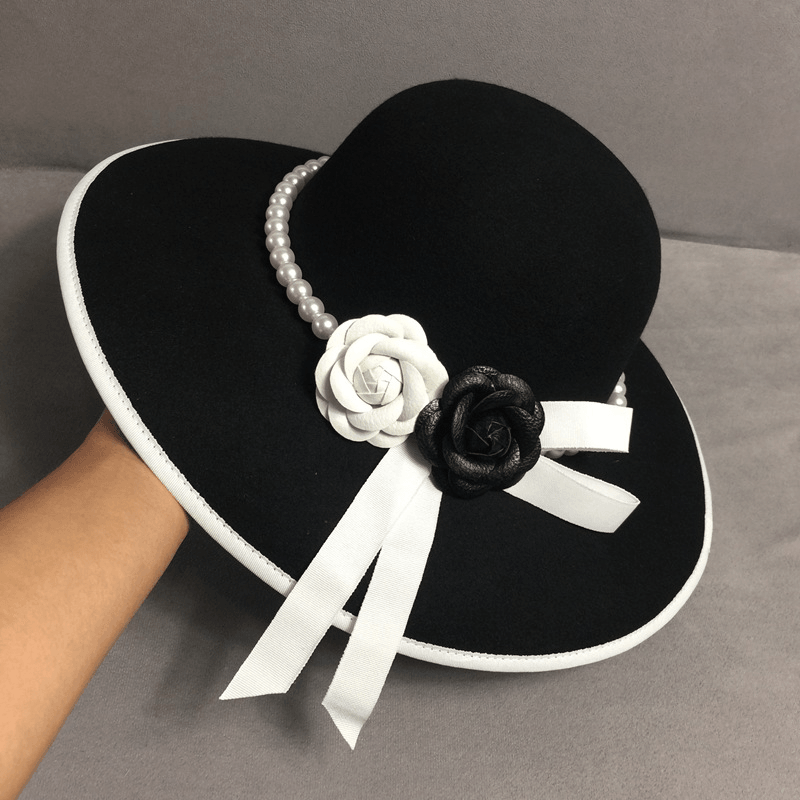 Elegant Flower Pearl Fisherman Hat Small Incense Top Hat - MRSLM