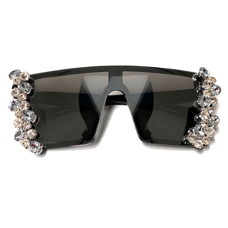 Large Square Frame Diamond Chain Diamond Sunglasses - MRSLM