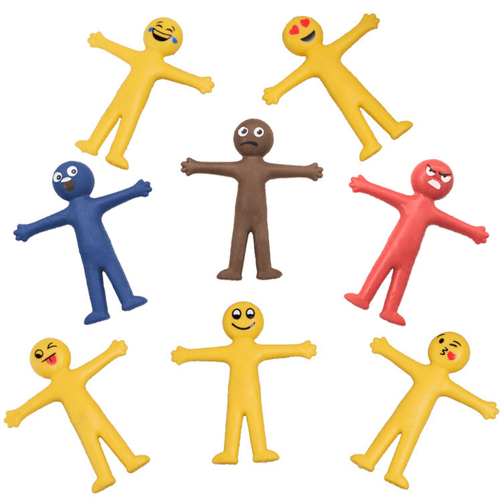 Smiley Face EMOJI Stretchable Little Yellow Man Yellow Villain Creative Tpr Decompression Toy Fold Soft Rubber Vent Doll - MRSLM