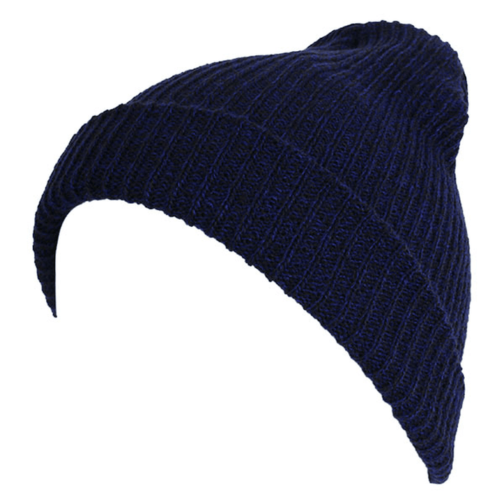 Unisex Men Women Stripe Knitted Slouch Beanie Hat Pure Color Elastic Winter Warm Cap - MRSLM