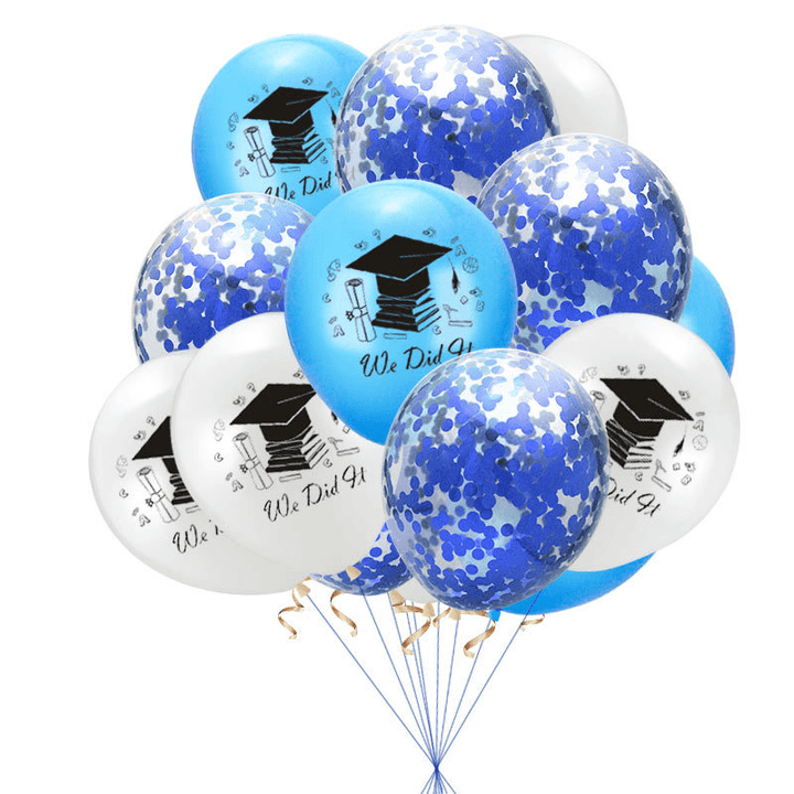 10Pcs Graduation Balloons Gold Silver Black Latex Balloon - MRSLM