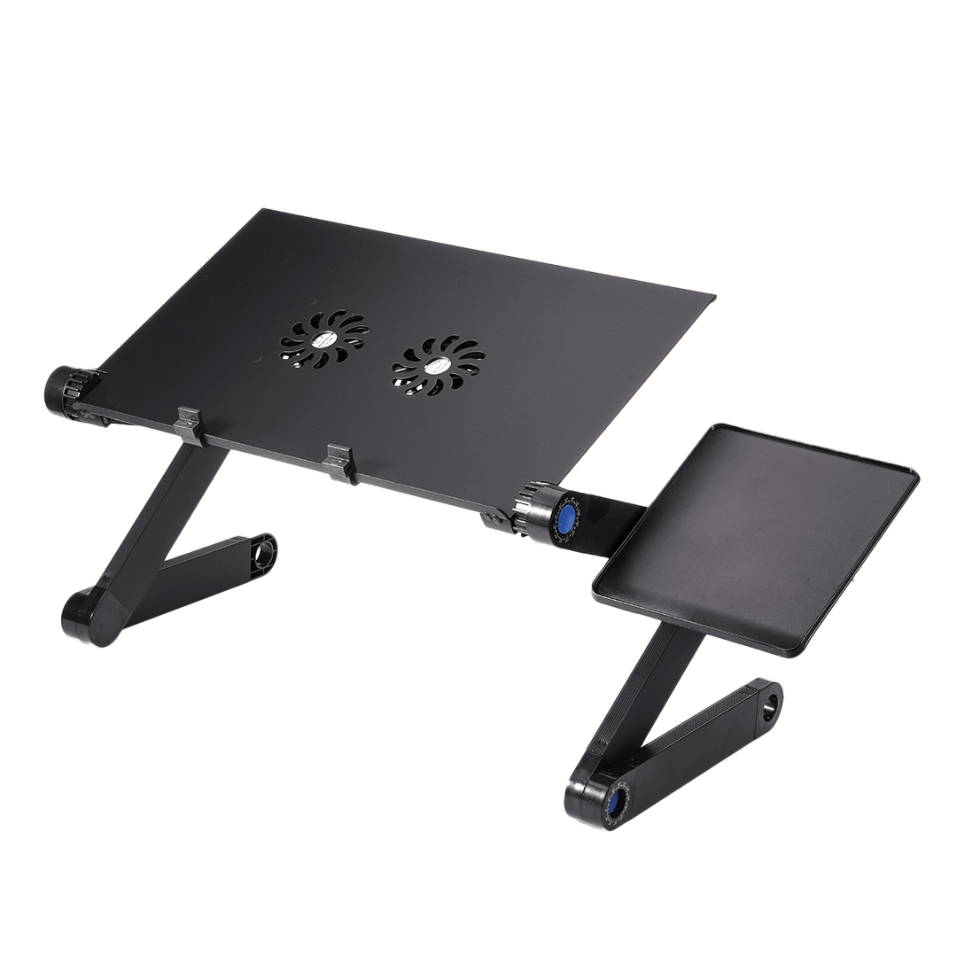 Adjustable Laptop Table Stand Portable Folding Notebook Desk Stand 2 Fans with Mouse for Bed Sofa Home - MRSLM