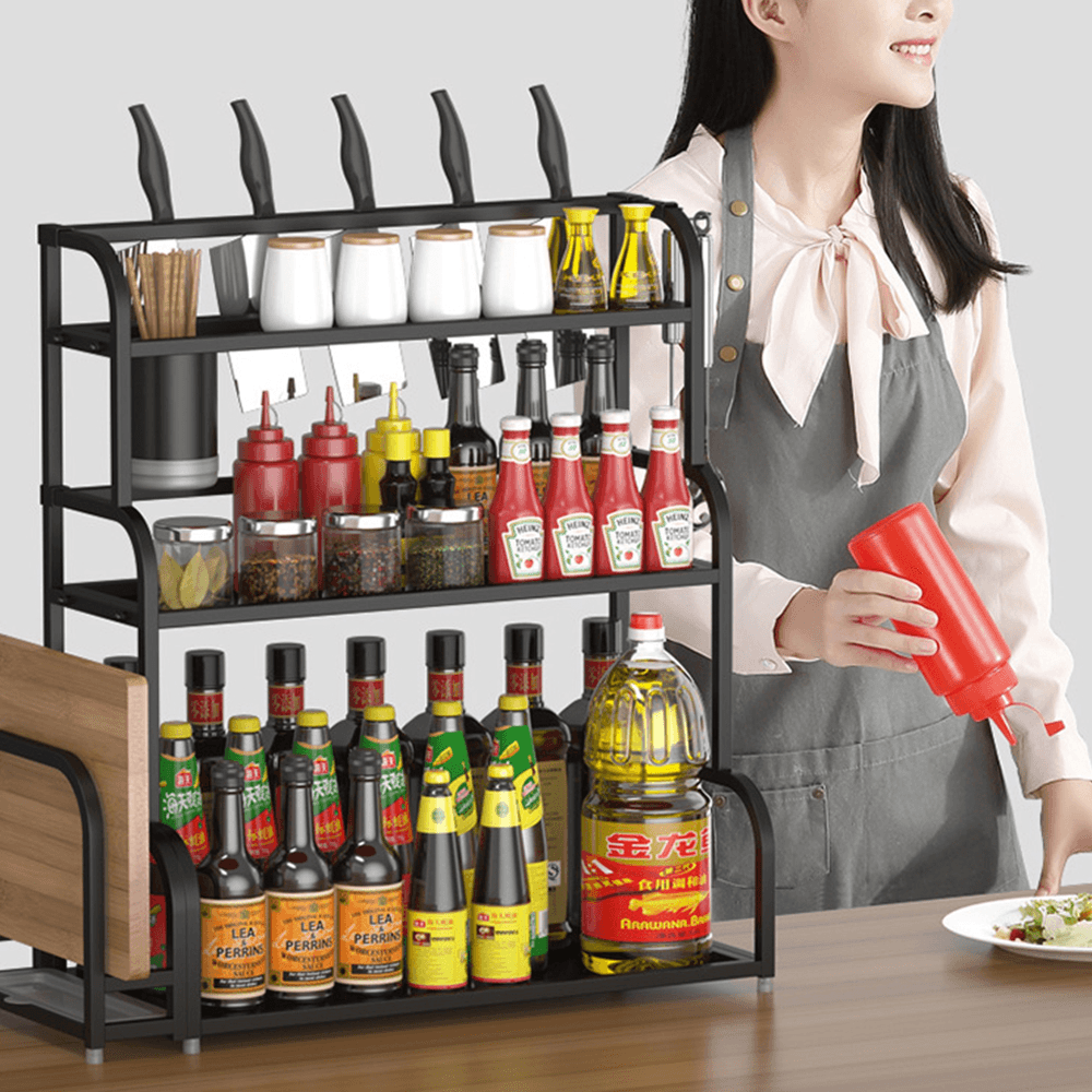 2-Tier Kitchen Countertop Spice Rack Organizer Cabinet Shelves Holder Rack - MRSLM