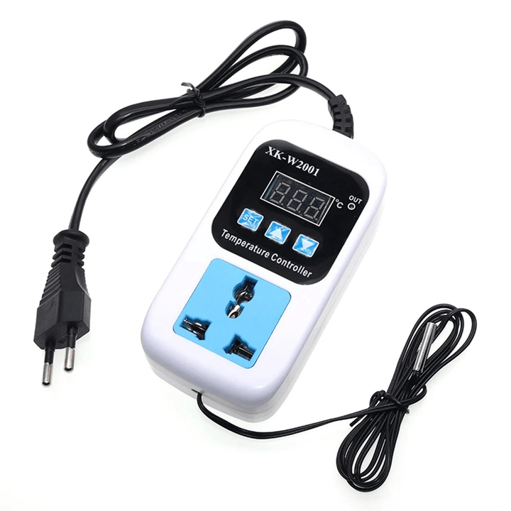 XK-W2001 LED Thermometer Temperature Controller Digital Thermostat Switch with Probe for Reptiles Brewing Seedling Aquarium Pet Breeding Incubation - MRSLM