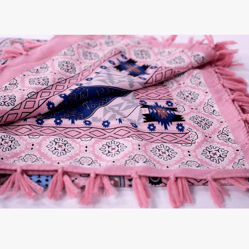 Ethnic Style Fringed Scarf Jacquard Square Scarf - MRSLM