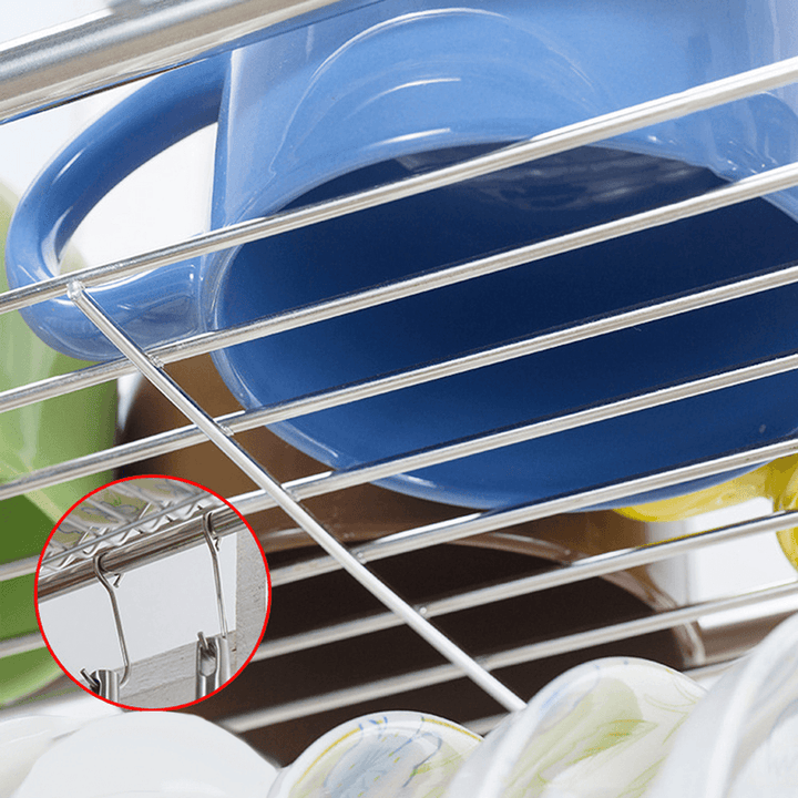 64/74/84/94Cm Stainless Steel Rack Shelf Double Layers Storage for Kitchen Dishes Arrangement - MRSLM