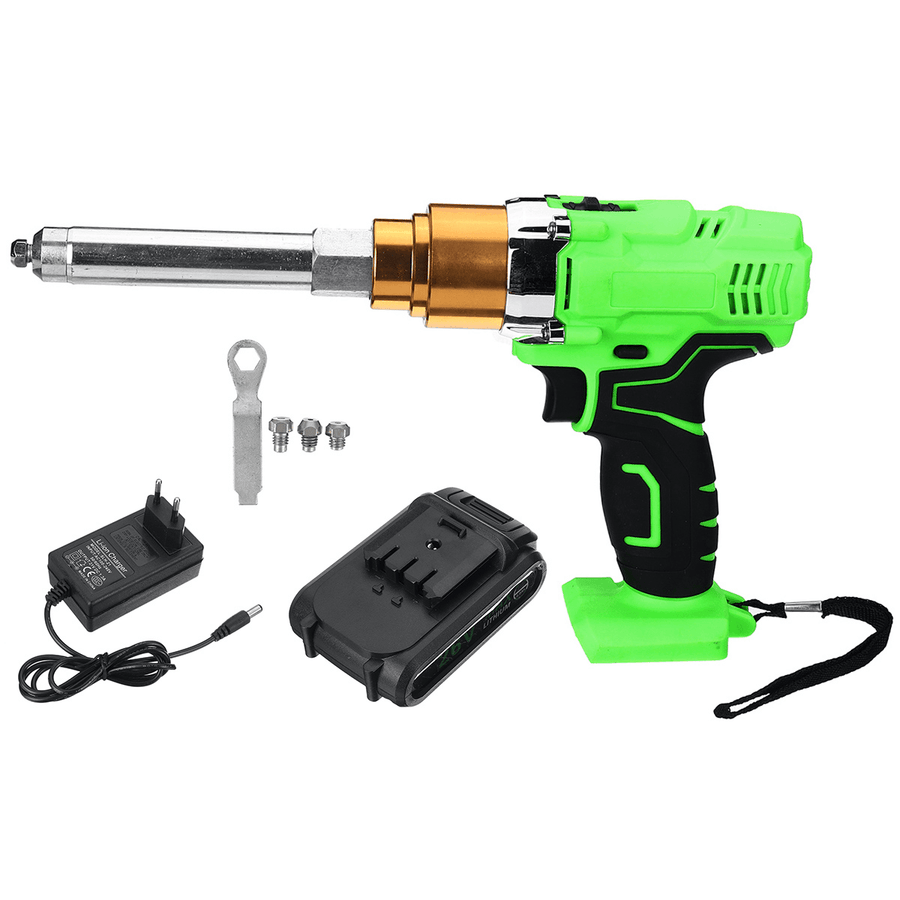 26V Electric Cordless Rivet Guns Insert Nut Pull Riveting Tool LED Light with Battery - MRSLM