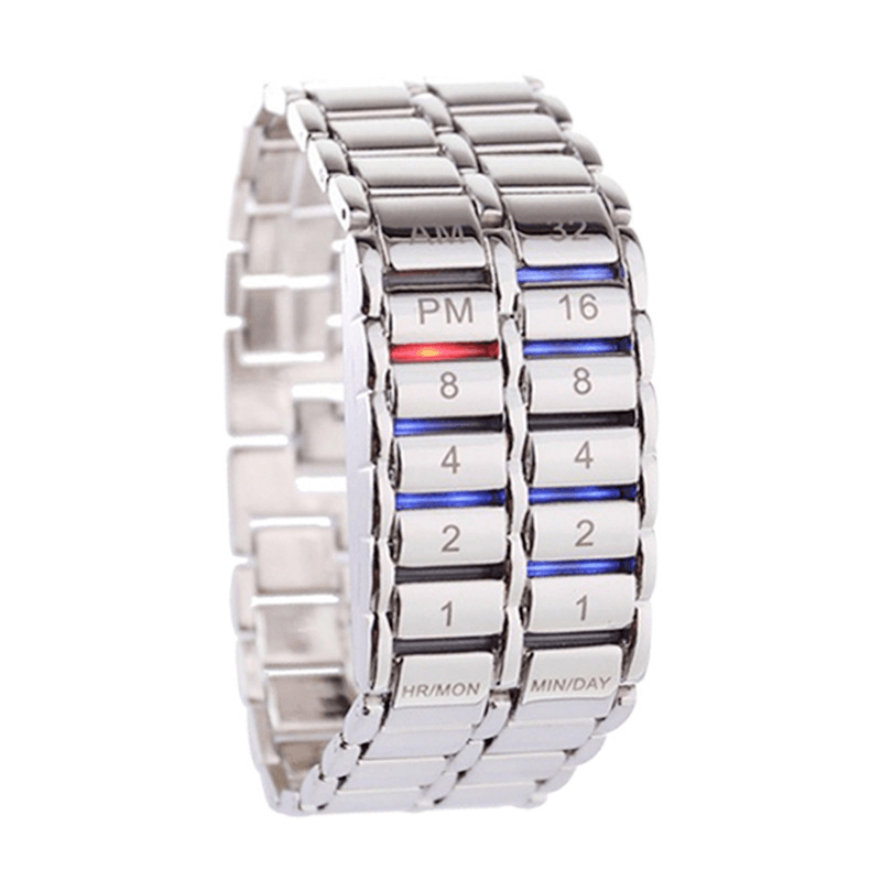 LED Display Couple Watch Luminous Calendar Electronic Digital Watches Metal Chain Watch - MRSLM