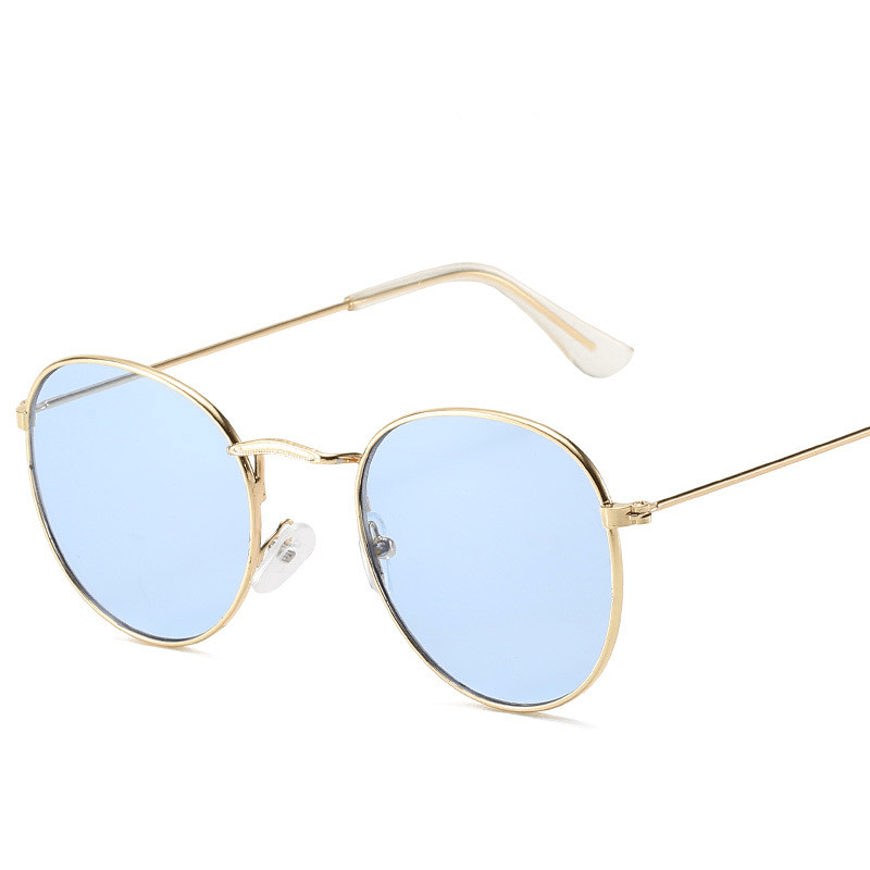 Retro Oval Small Frame Personality Sunglasses Men and Women Vacation Beach Metal Glasses - MRSLM