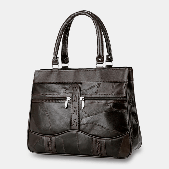 Women Patchwork Genuine Leather Tote Bags Large Capacity Handbags Bohemian Vintage Crossbody Bags - MRSLM