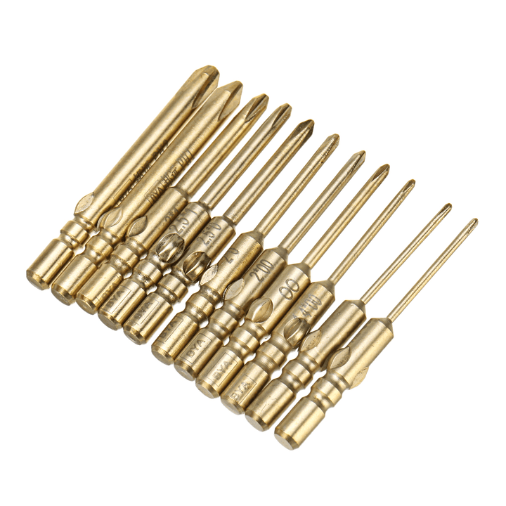 10Pcs 40Mm Magnetic Screwdriver Bits Hex Cross Head PH0 PH1 PH2 Bit for Electric Screwdriver - MRSLM