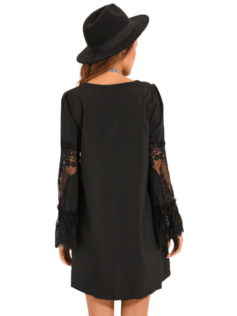 Women Crochet Lace Hollow Out Dress - MRSLM