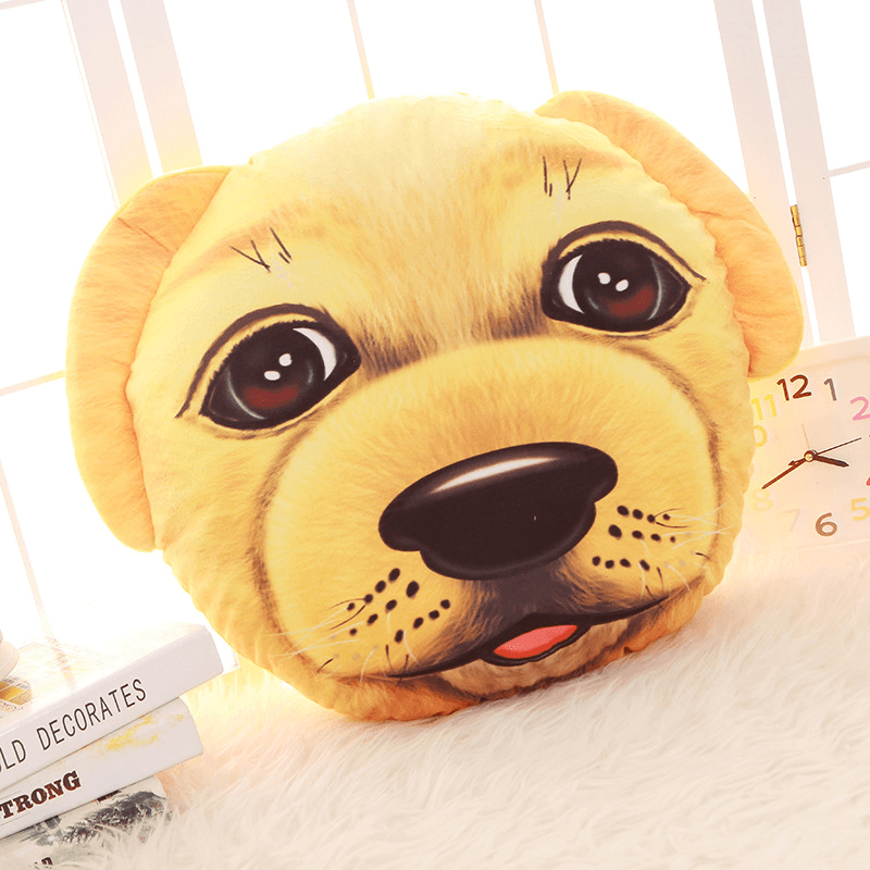 Creative Funny 3D Dog Cat Head Pillow PP Cotton Simulation Animal Cushion Birthay Gift Trick Toys - MRSLM