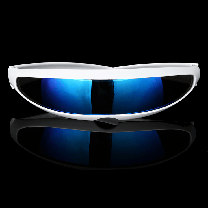 Party Glasses Novelty Futuristic Cyclops Mirrored Sunglasses Monoblock Alien - MRSLM