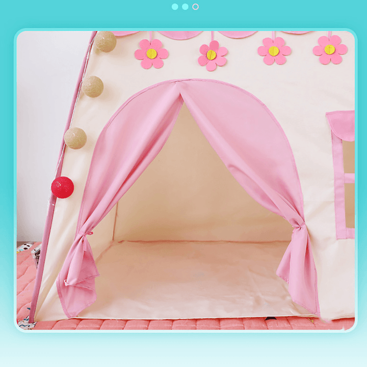 51Inch Large Sturdy Kids Play Tent Princess Playhouse Castle Children Fairy Tale Teepee Indoor/Outdoor with Carry Bag for Boys Girls Gift - MRSLM