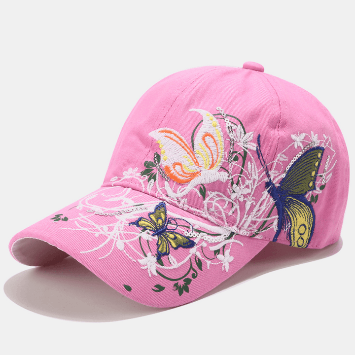 Women Sunscreen Sun Hat Fashion Butterfly Embroidery Duck Hat Baseball Cap - MRSLM