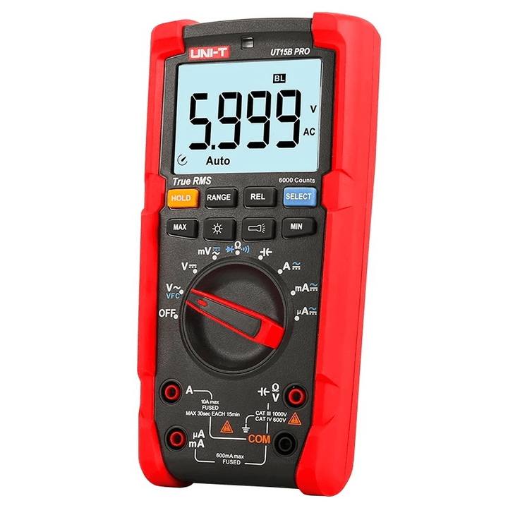 UNI-T UT15B PRO 1000V True RMS Digital Multimeter 6000 Counts Handheld AC DC Capacitance Voltage Tester Meter - MRSLM