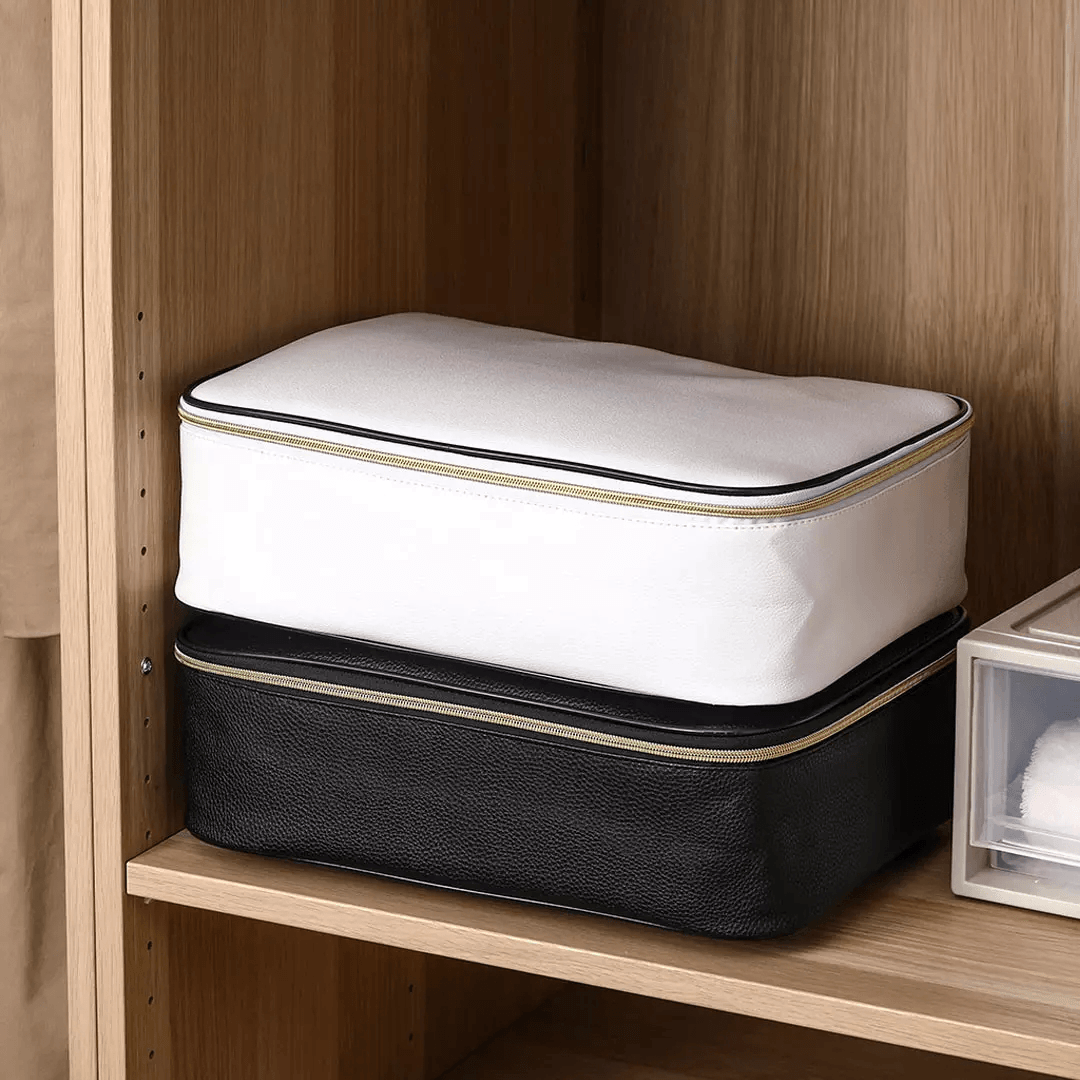 Multi-Layer Document Storage Bag PU Waterproof Handbag ID Card Certificate Organizer Case Travel Passport Cards Bag - MRSLM