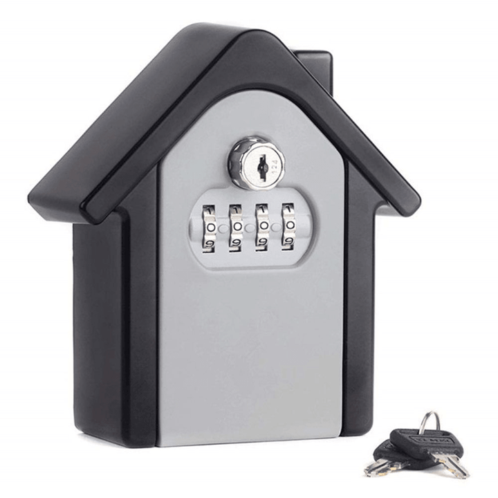 Aluminum Alloy Password Box Wall Mounted Key Lock Box 4 Digit Code Combination Key Storage Box for Realtor Construction Indoor Outdoor Room Escape - MRSLM