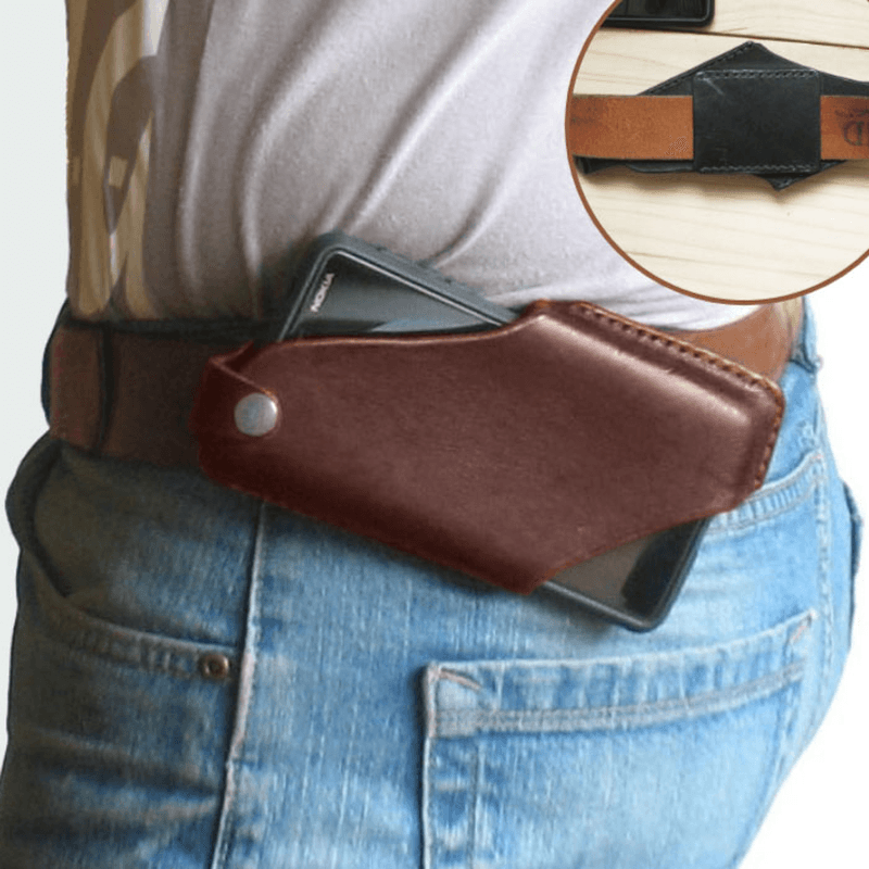 Men Genuine Leather 4.7Inch~6.5 Inch Phone Bag Waist Bag Easy Carry EDC Bag for Outdoor - MRSLM