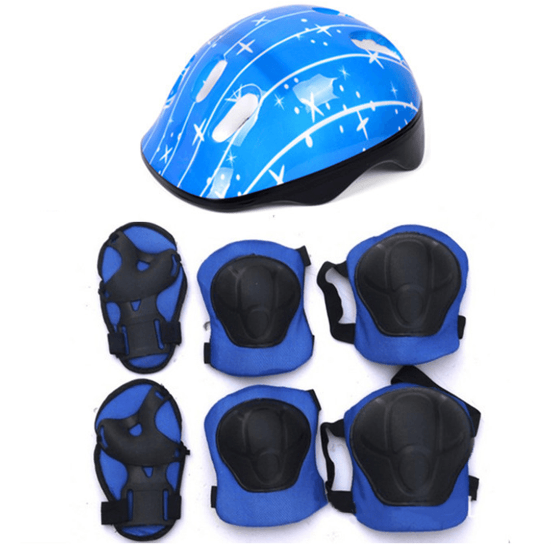 7 in 1 Kids'S Balance Bike Helmet Kits with Protect Knee Wrist Elbow Pads Roller Skating Protective Equipment for Toddlers 4-16 Years Old Children - MRSLM