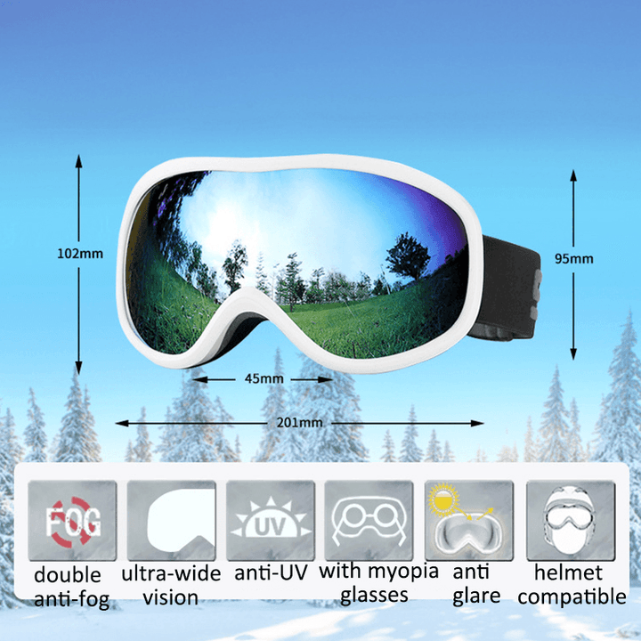 Unisex Double-Layer Ski Goggles Large Field of View Spherical Professional Dual-Lens Anti-Fog Windproof Goggles - MRSLM