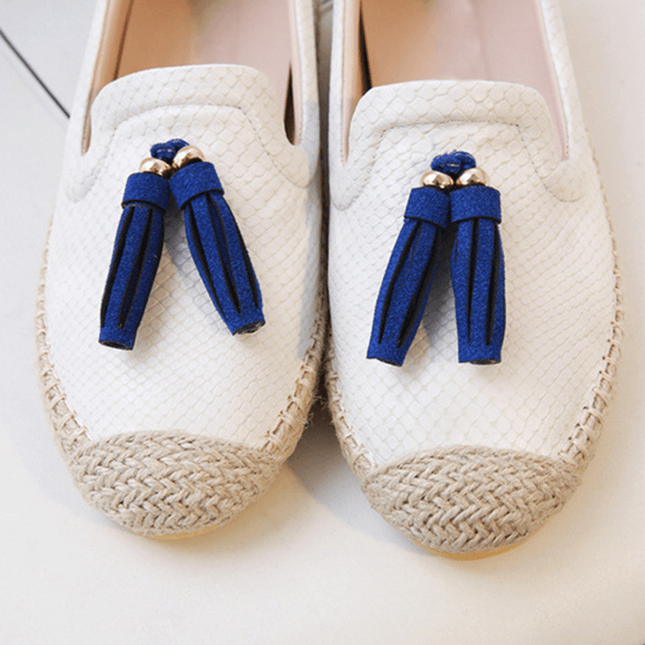 Tassel round Toe Slip on Flat Loafers for Women - MRSLM